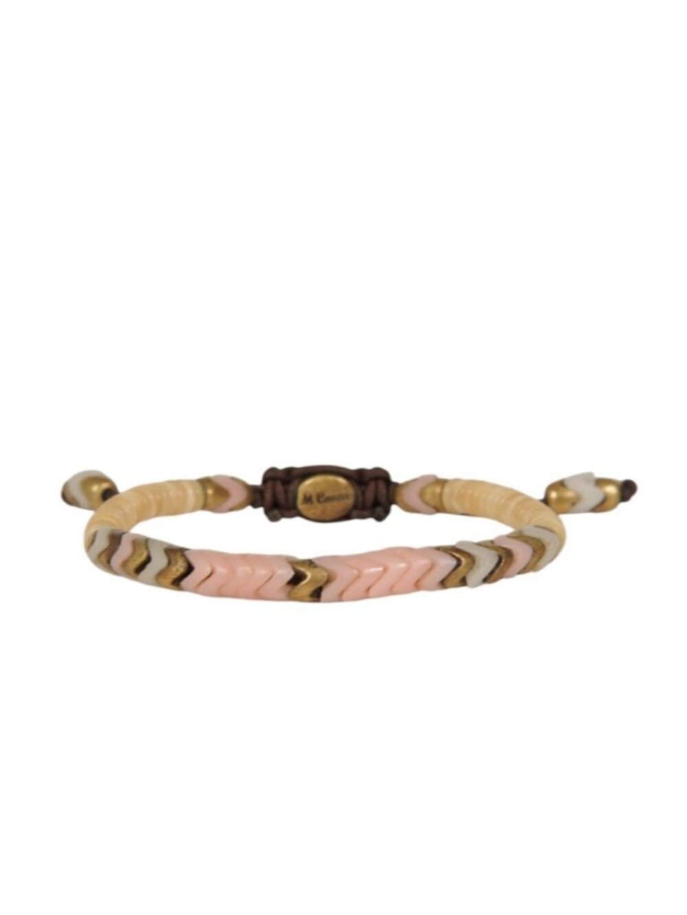 M Cohen By Maor Arrowhead Beaded Bracelet 9 inches Tan Brown Yellow Pink Stone